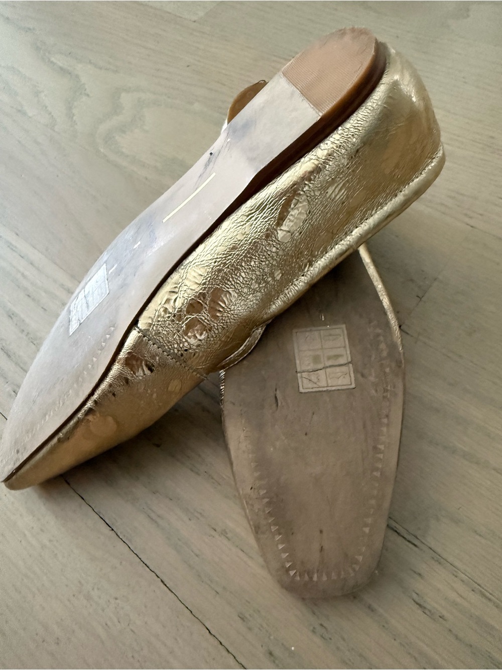 Dolce Vita Metallic Gold Mary Jane Flats with Blush Insole - Picture 3 of 3